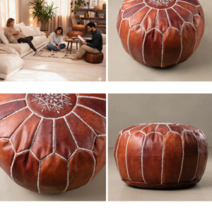All Poufs moroccan round ottoman leather pouf
