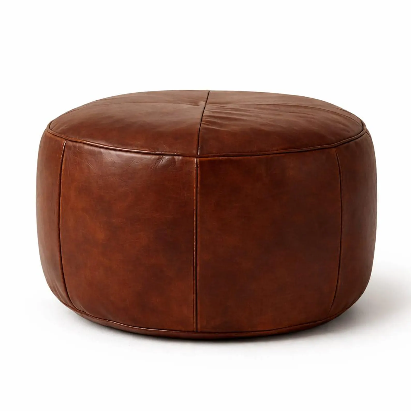 Home Handmade Tufted Round Moroccan Leather Footstool